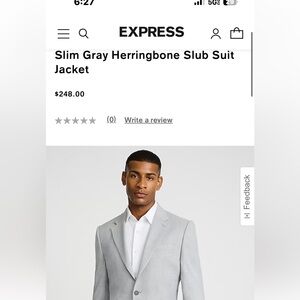 Express Slim Grey Herringbone Suit Jacket